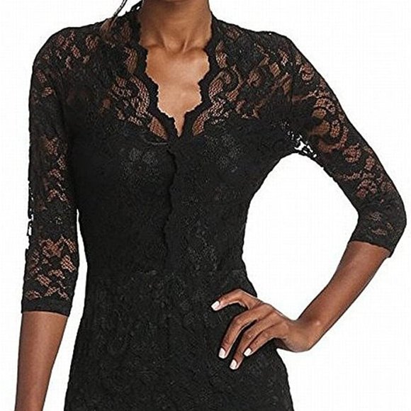 Karen Kane Dresses & Skirts - Black Lace Karen Kane V-Neck Scallop Hem Dress